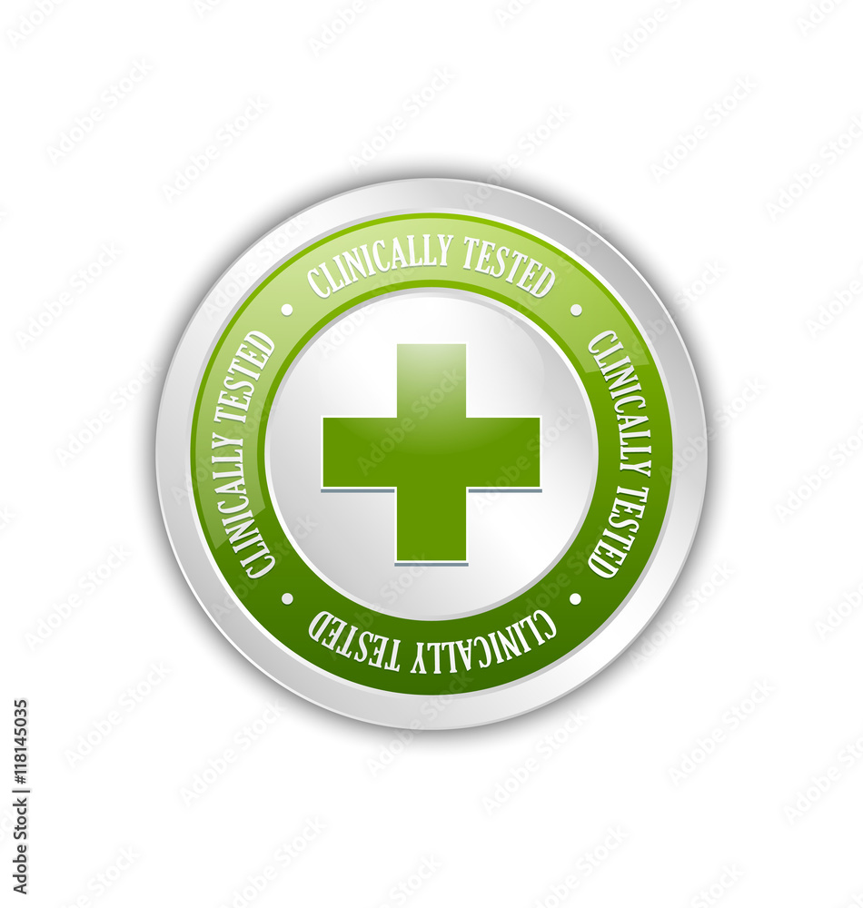Silver clinically tested symbol with cross on white background Silver clinically tested symbol with cross on white background