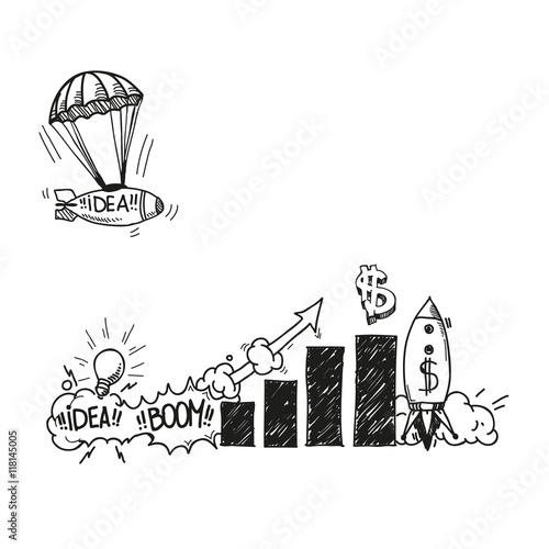 Business idea hand drawn, vector illustration