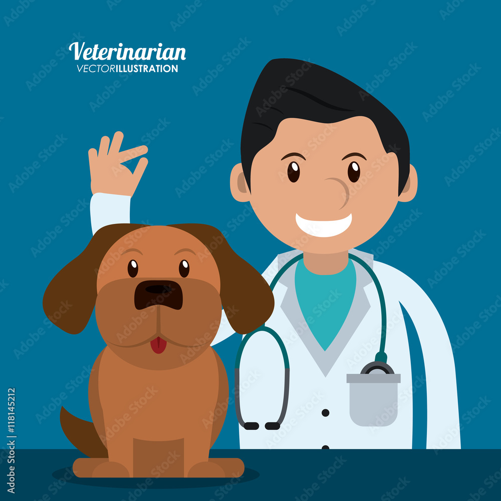 man cartoon dog stethoscope veterinarian pet clinic icon, vector illustration man cartoon dog stethoscope veterinarian pet clinic icon, vector illustration