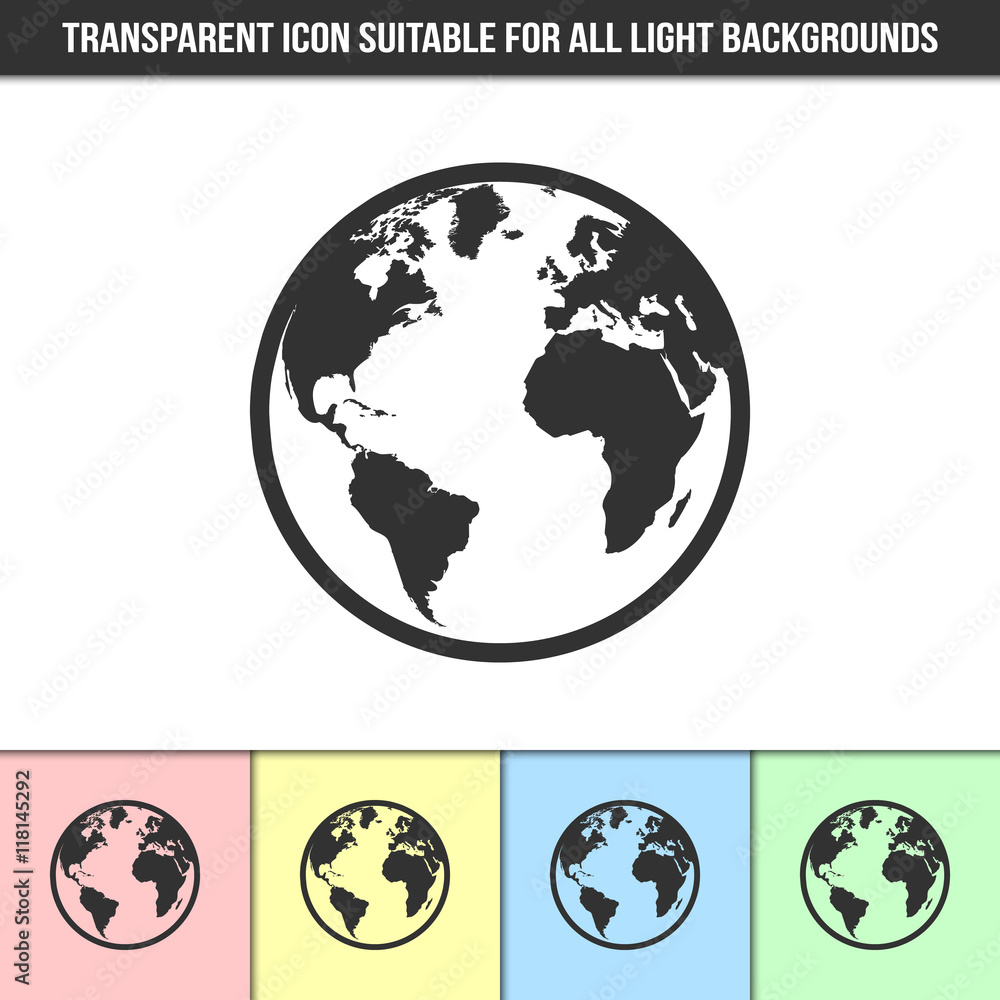 Simple outline transparent planet Earth symbol icon on different types of light backgrounds Simple outline transparent planet Earth symbol icon on different types of light backgrounds