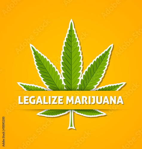 Legalize marijuana hemp leaf on yellow background