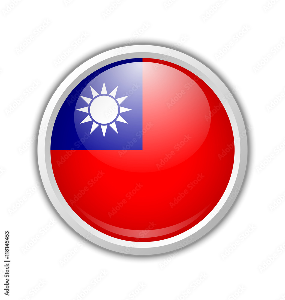 Taiwanese flag badge in circular frame isolated on white background Taiwanese flag badge in circular frame isolated on white background