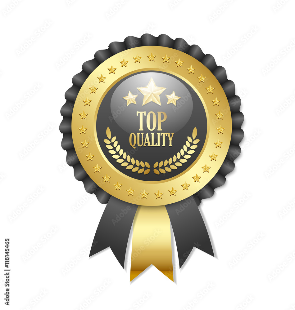 Top quality rosette placed on white background Top quality rosette placed on white background