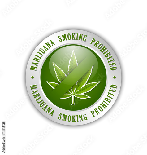 Marijuana smoking prohibited icon on white background
