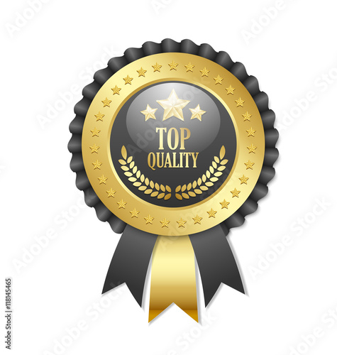 Top quality rosette placed on white background