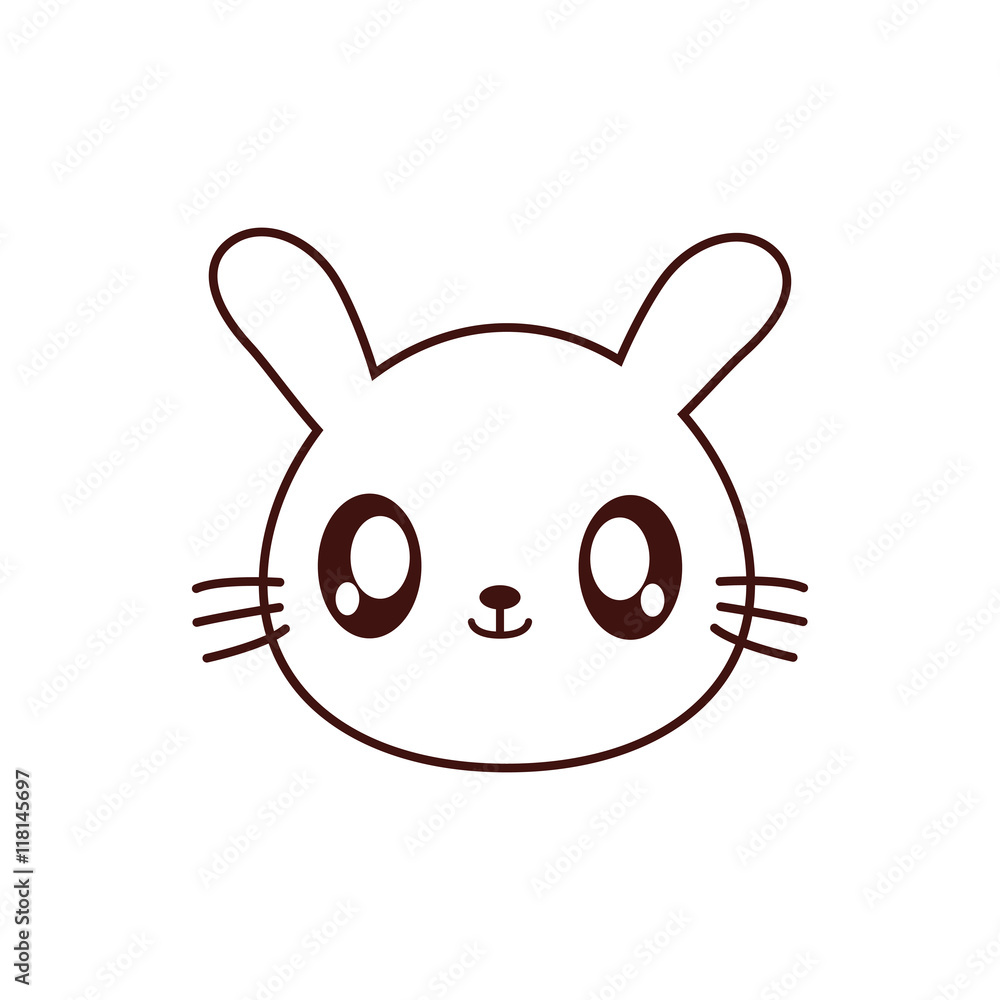 Fototapeta premium rabbit kawaii cute animal little icon. Isolated and flat illustration
