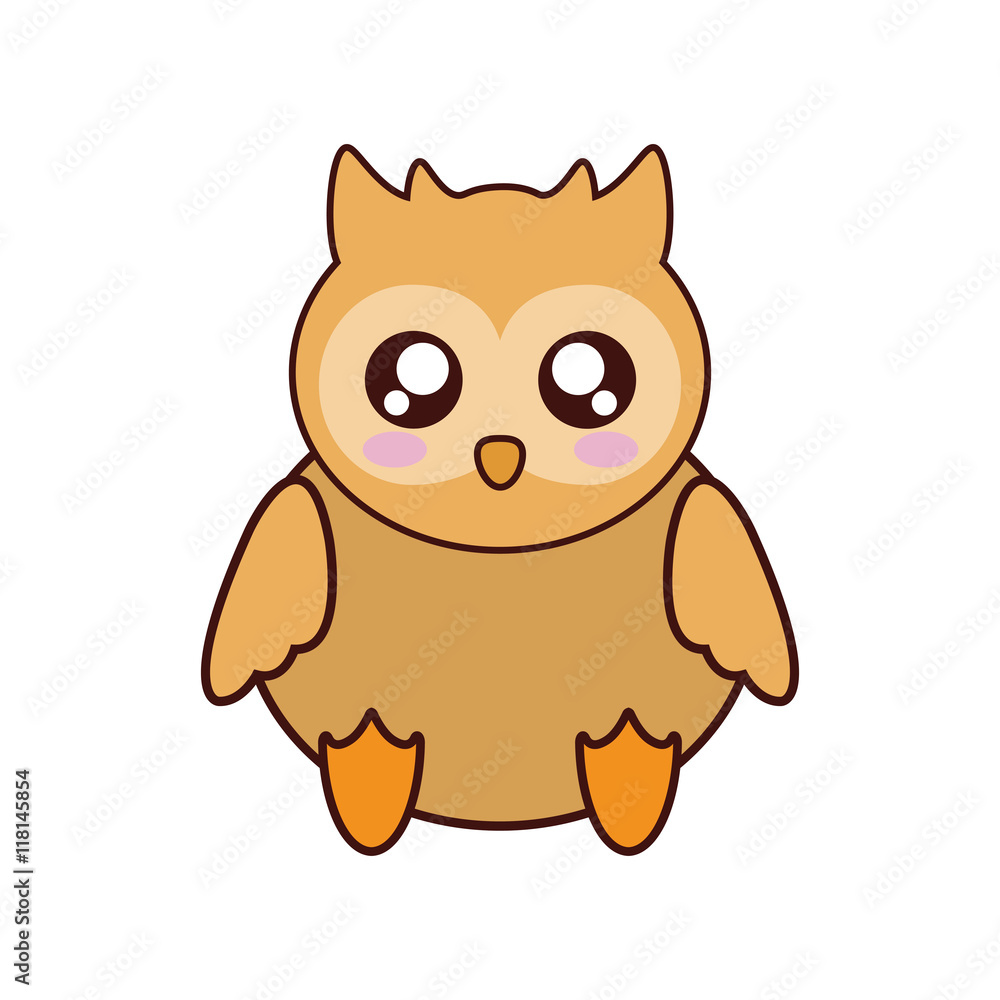 owl kawaii cute animal little icon. Isolated and flat illustration owl kawaii cute animal little icon. Isolated and flat illustration