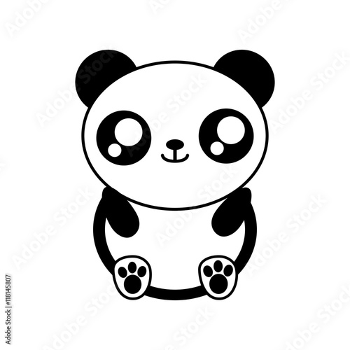 Fototapeta Naklejka Na Ścianę i Meble -  panda bear kawaii cute animal little icon. Isolated and flat illustration