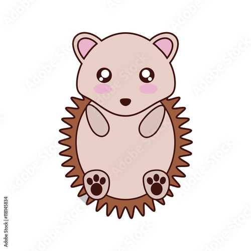 porcupine kawaii cute animal little icon. Isolated and flat illustration