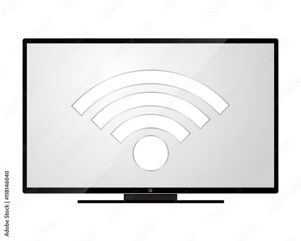 Tv set controlled with wifi. Remote control app. Modern design, vector illustration. Tv set controlled with wifi. Remote control app. Modern design, vector illustration.