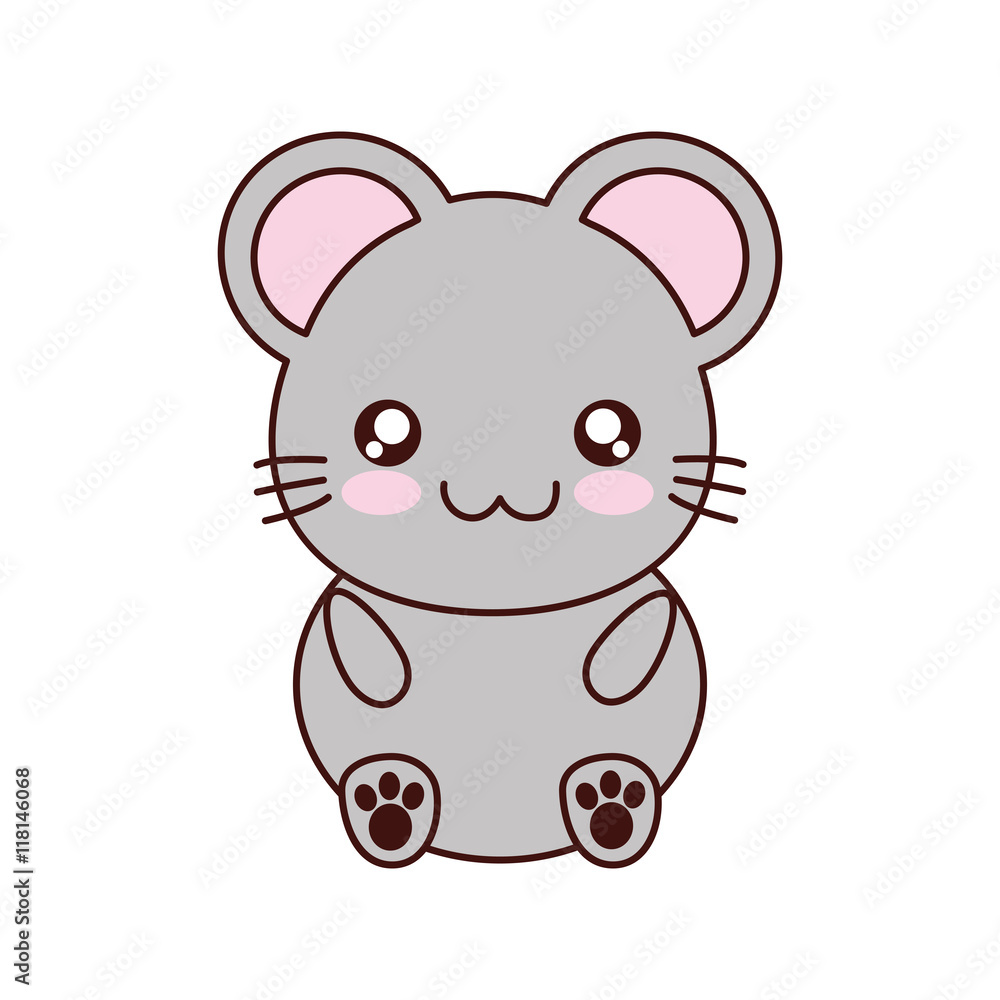 mouse kawaii cute animal little icon. Isolated and flat illustration