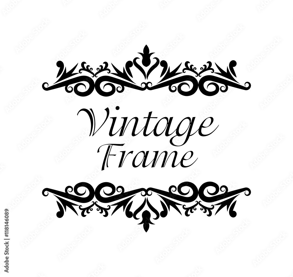 Vintage frame ornament decoration icon. Isolated and black illustration