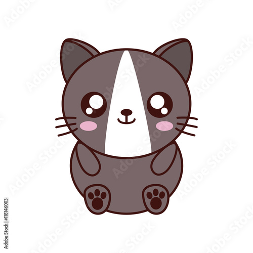 cat kawaii cute animal little icon. Isolated and flat illustration