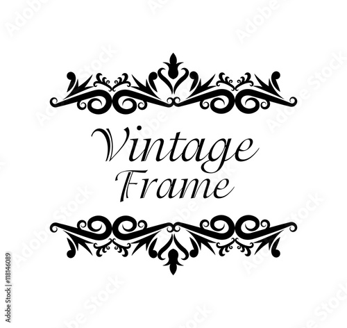Vintage frame ornament decoration icon. Isolated and black illustration