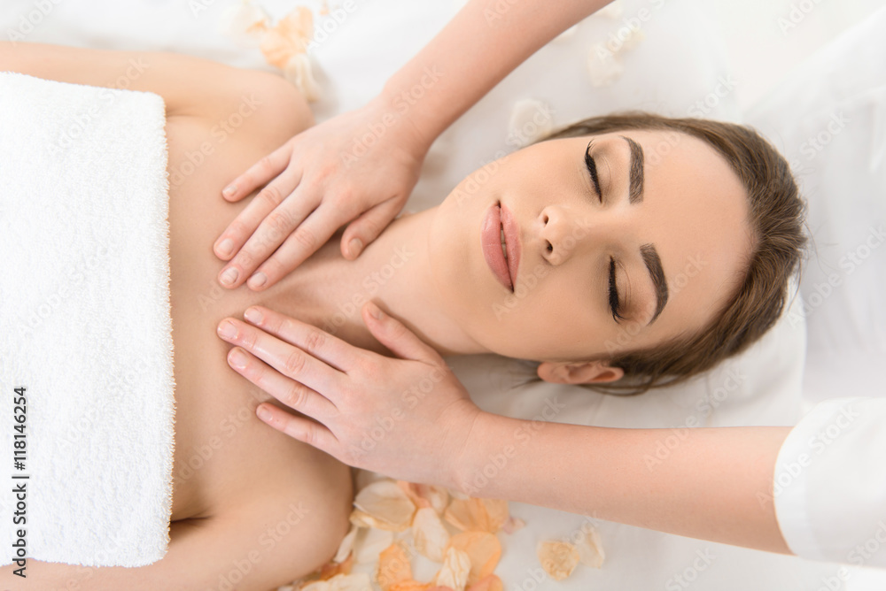Young woman getting treatment at spa Young woman getting treatment at spa