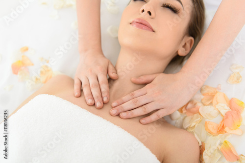 Pretty girl getting body massage