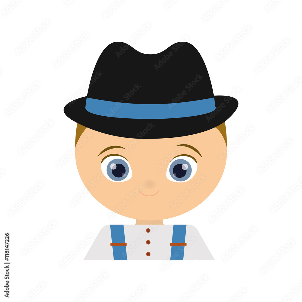man male cartoon cloth hat traditional germany europe icon. Isolated and flat illustration