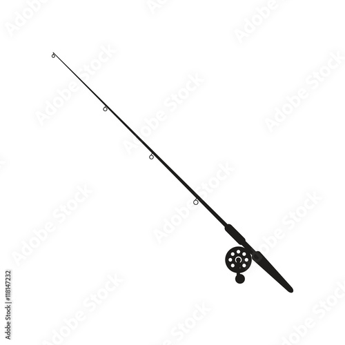 flat design fishing rod icon vector illustration