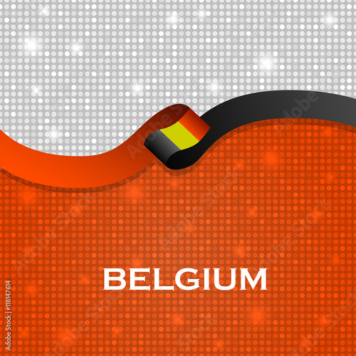 Belgium flag ribbon shiny particle style. Vector Illustration