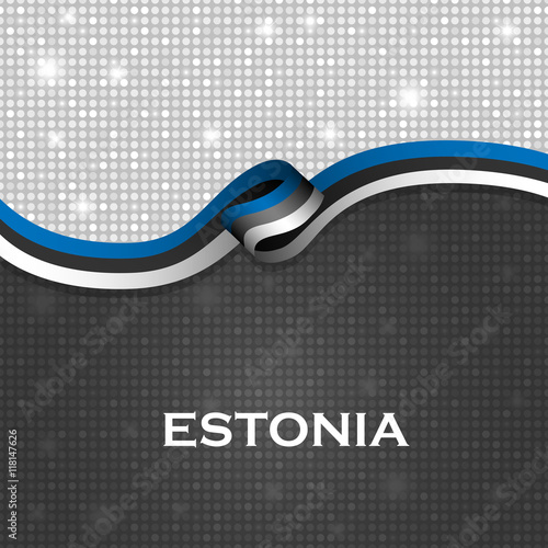 Estonia flag ribbon shiny particle style. Vector Illustration