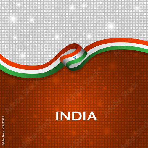 India flag ribbon shiny particle style. Vector Illustration