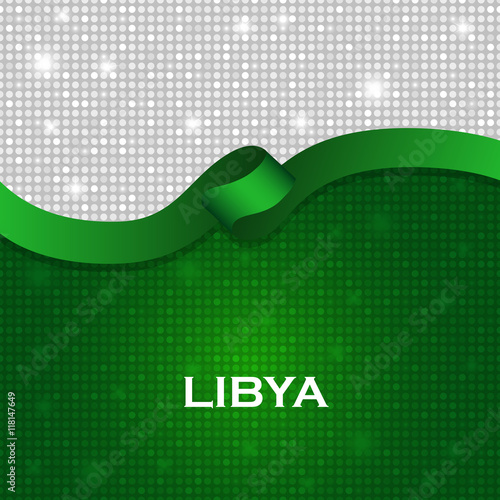 Libya flag ribbon shiny particle style. Vector Illustration