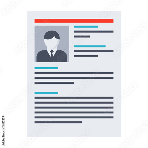 Human resource concept with resume in flat style.