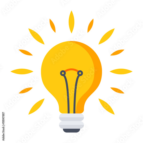 Innovative idea concept with light bulb in flat style.