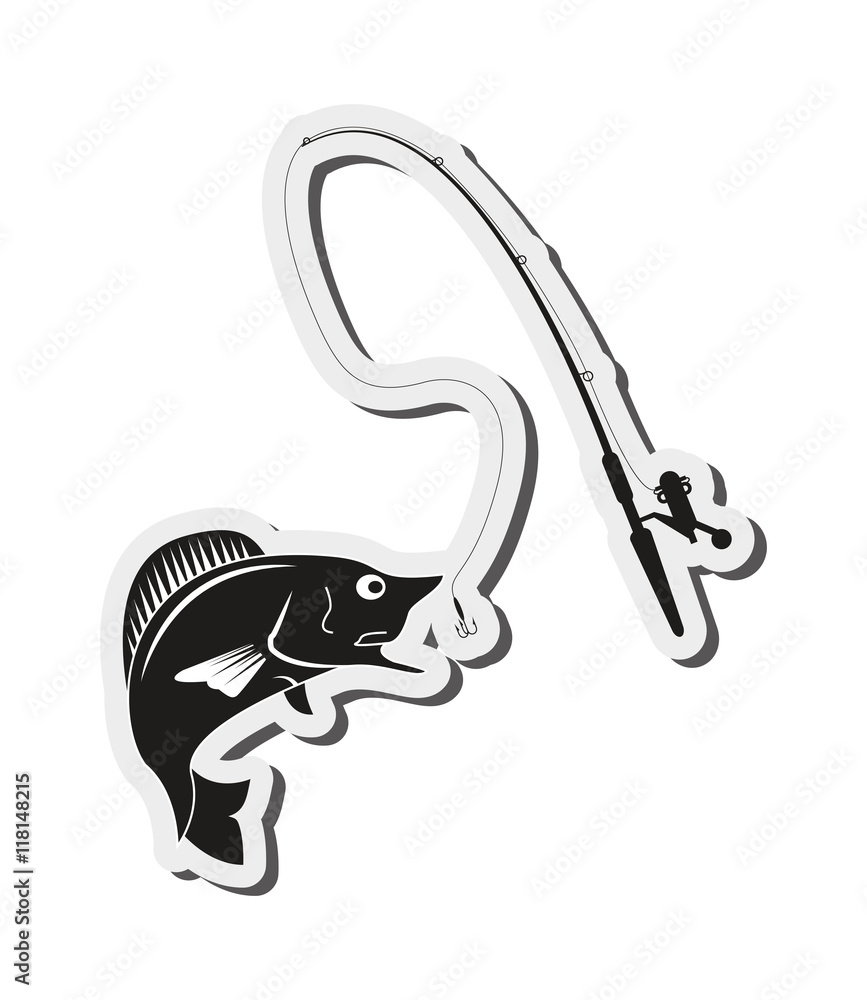 Obraz premium flat design fishing rod and rod icon vector illustration