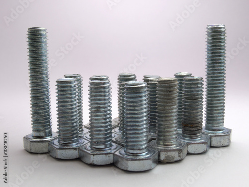 The connecting bolts, beautifully arranged on background