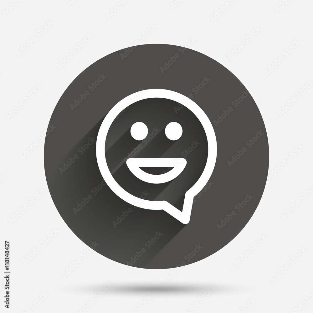 Happy face speech bubble symbol. Smile icon. Happy face speech bubble symbol. Smile icon.