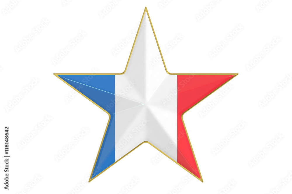 Star with flag of France, 3D rendering Star with flag of France, 3D rendering