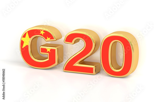 Summit G20 concept. Chinese G20 meeting, 3D rendering photo