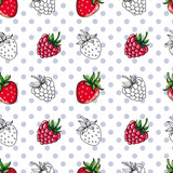 Vector seamless patterns. Berries with peas