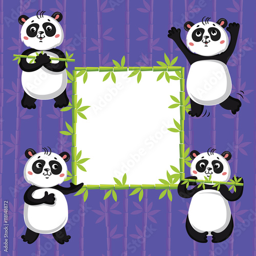 Fototapeta Naklejka Na Ścianę i Meble -   cute pandas and bamboo. Vector illustration