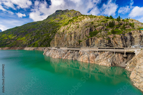 Concrete gallery (against snow avalanches) near Lake Emosson Dam, Finhaut, Switzerland photo