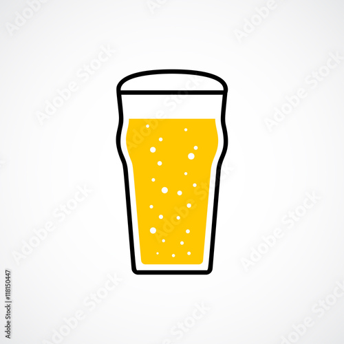 Pint of lager beer. Vector icon