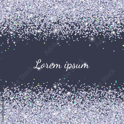 Holiday background with silver glitter. Vector illustration