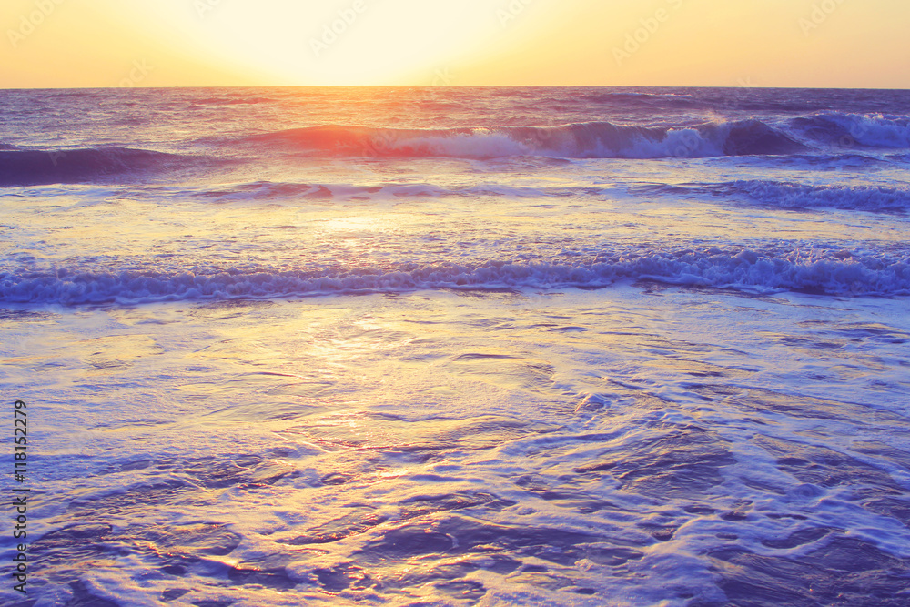 Abstract ocean seascape waves evening sunset sunrise vintage filter