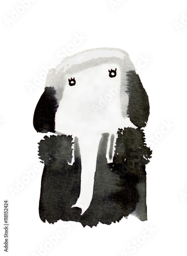 Stampa su tela high society : black and white elephant with watercolor painting