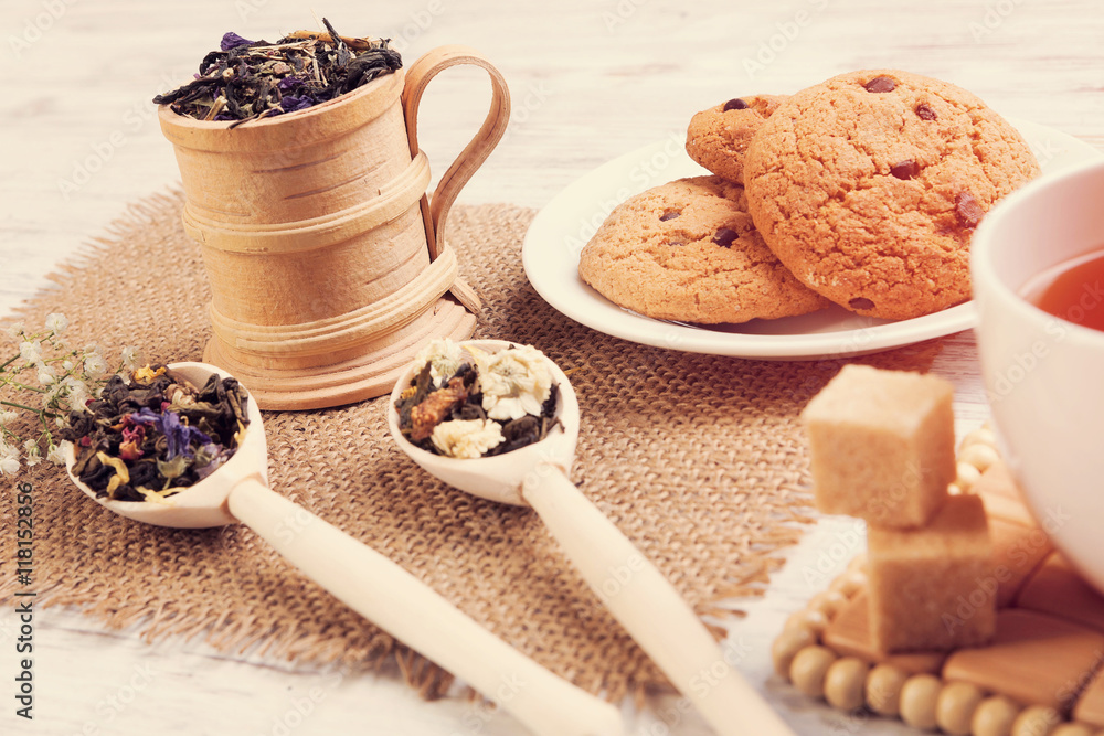 Herbal tea and cookies Herbal tea and cookies