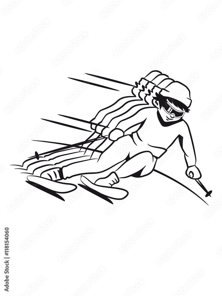 Fototapeta premium Winter holiday ski descent man race design