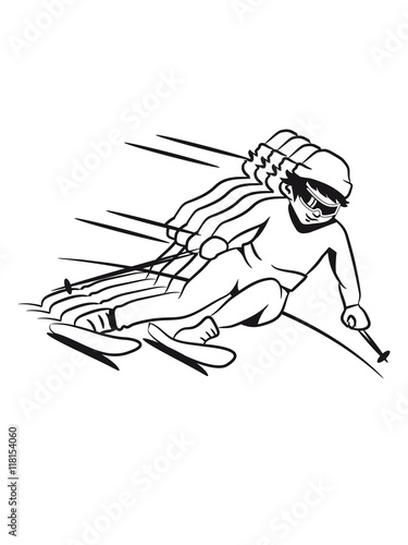 Winter holiday ski descent man race design