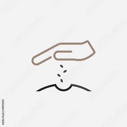 Sowing seeds line icon, outline vector logo illustration, linear pictogram isolated on white