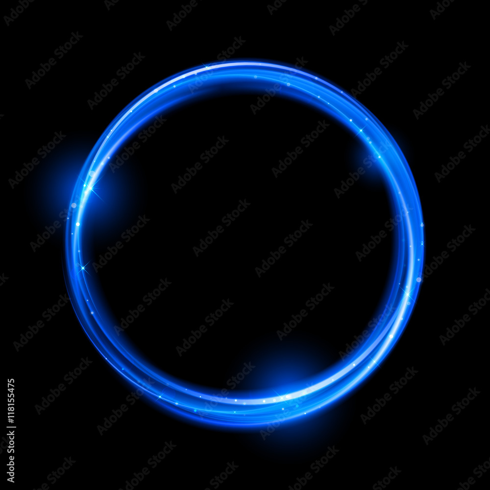 Vector light trail circle. Glowing fire ring trace Vector light trail circle. Glowing fire ring trace