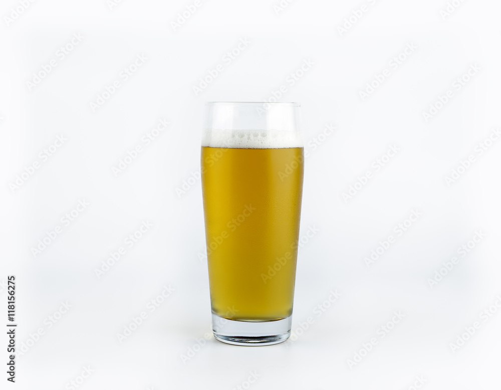 Glass of light beer isolated on a white background Glass of light beer isolated on a white background