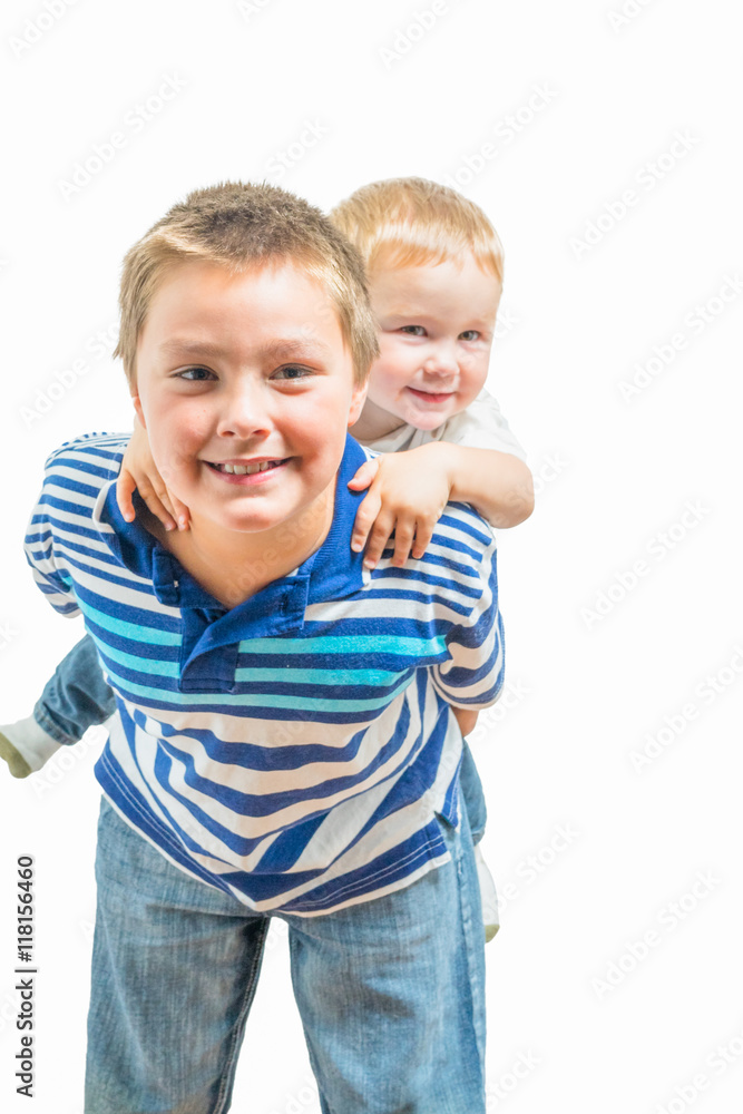 Big Brother And Little Brother Getting Along During Playtime Big Brother And Little Brother Getting Along During Playtime