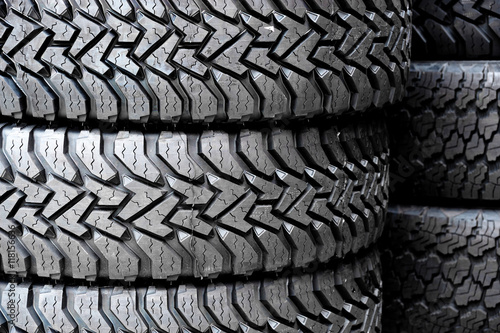 close up on stacking tires