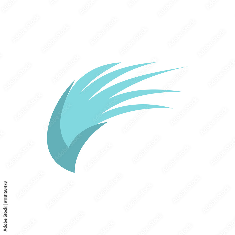 Blue birds wing icon in flat style isolated on white background. Flying symbol Blue birds wing icon in flat style isolated on white background. Flying symbol