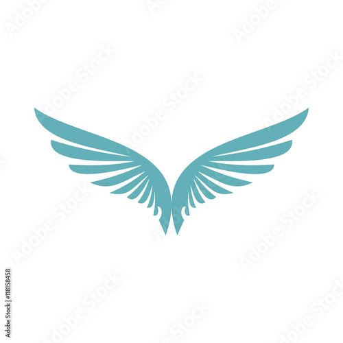 Two blue wing icon in flat style isolated on white background. Flying symbol © ylivdesign